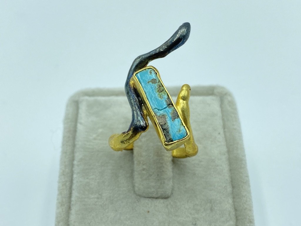 Branching Byzantine Small Rings Collection - Turquoise Rectangle