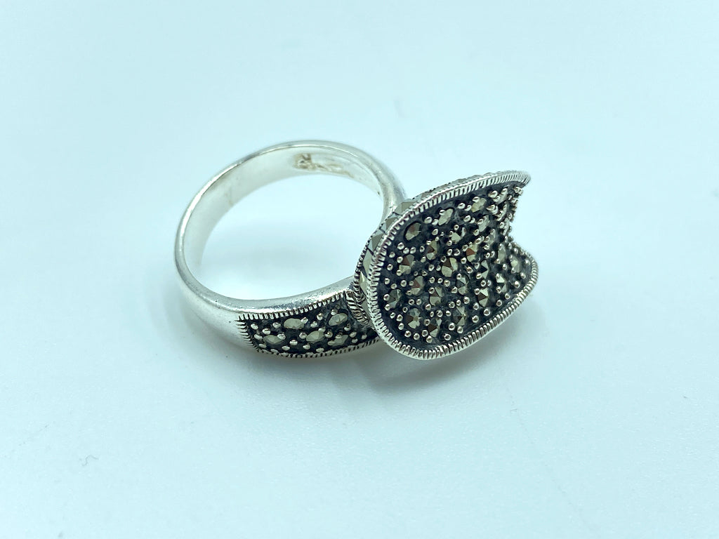 Marcasite Ring Sterling Silver - Folding Marcasite Size 8