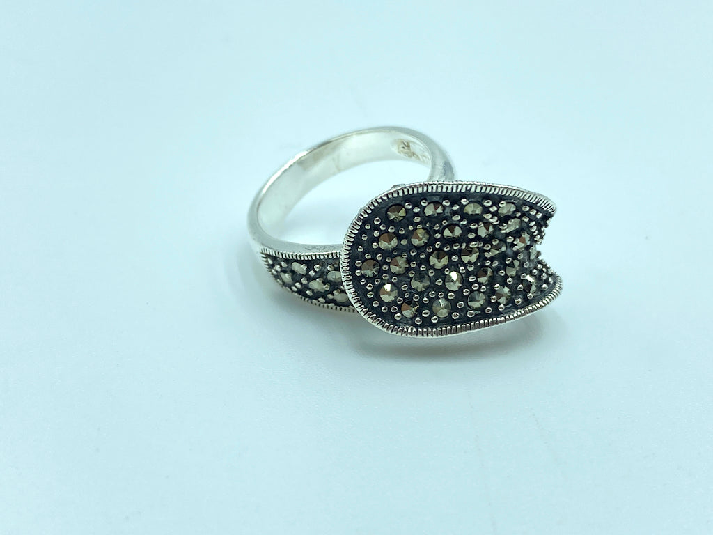 Marcasite Ring Sterling Silver - Folding Marcasite Size 8