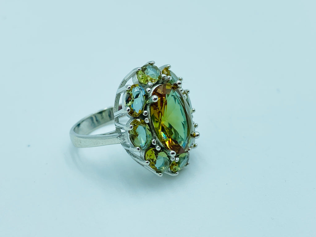 Zultanite Sterling Silver Ring - Blossoming Flower  Ring