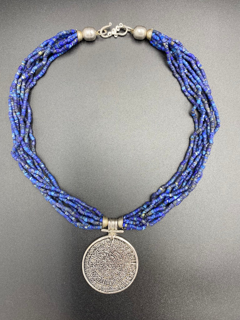 Handmade Aleppo Antique Necklaces - Lapis Phoenician Alphabet