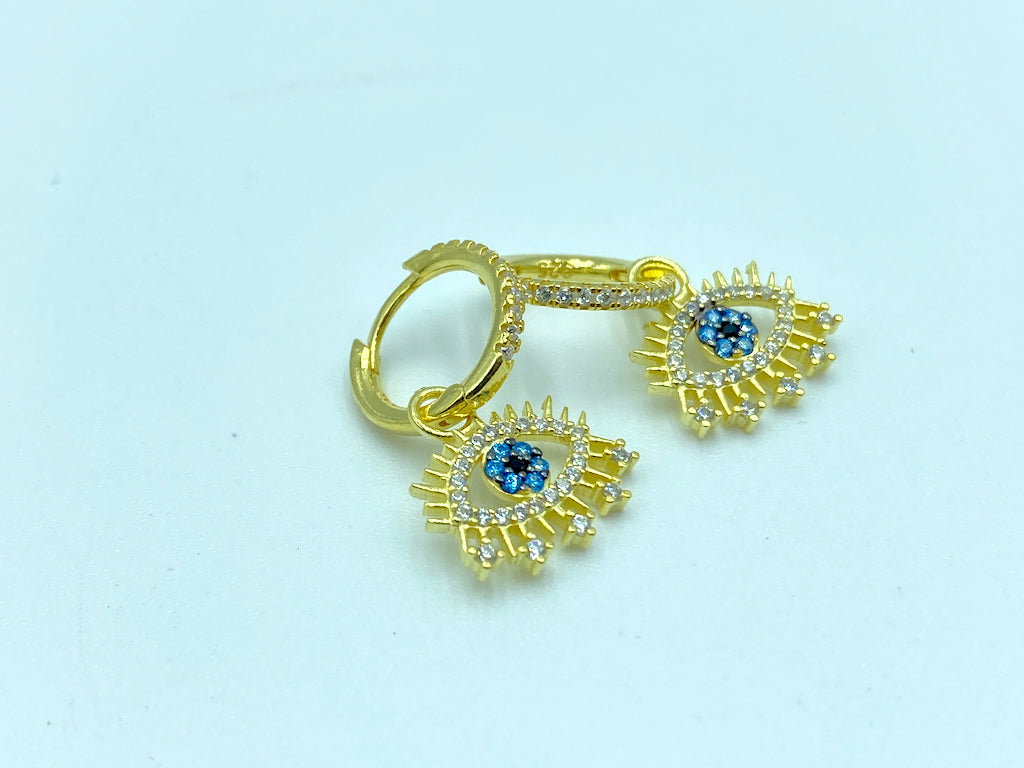 Evil Eye Modern Jewelry - Earring Eye Lashes Down Yellow Gold