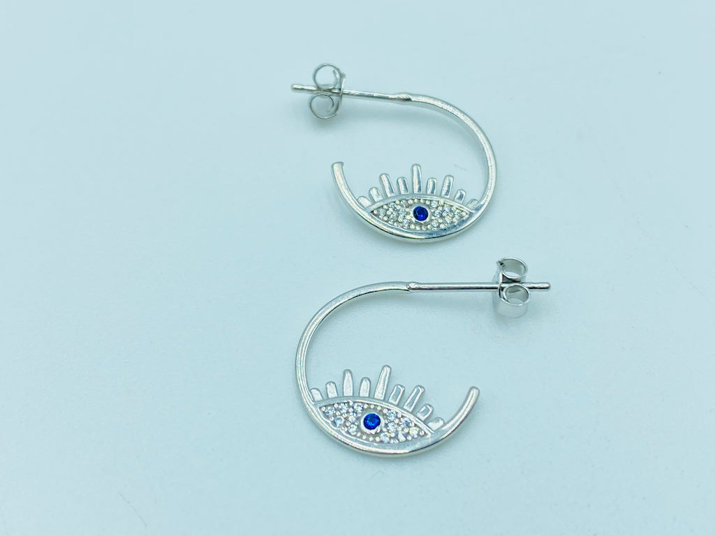Evil Eye Modern Jewelry - Push Pin Bend Silver Evil Eye Silver