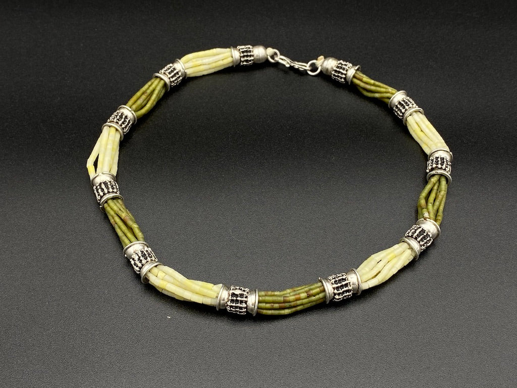 Handmade Aleppo Antique Necklaces - 5 Light Jade 5 Dark Jades