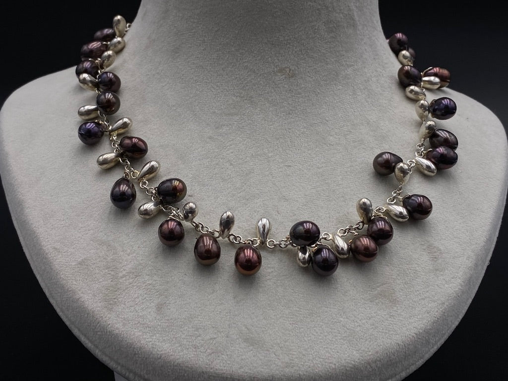 Handmade Aleppo Antique Necklaces - Chocolate Pearls & Silver