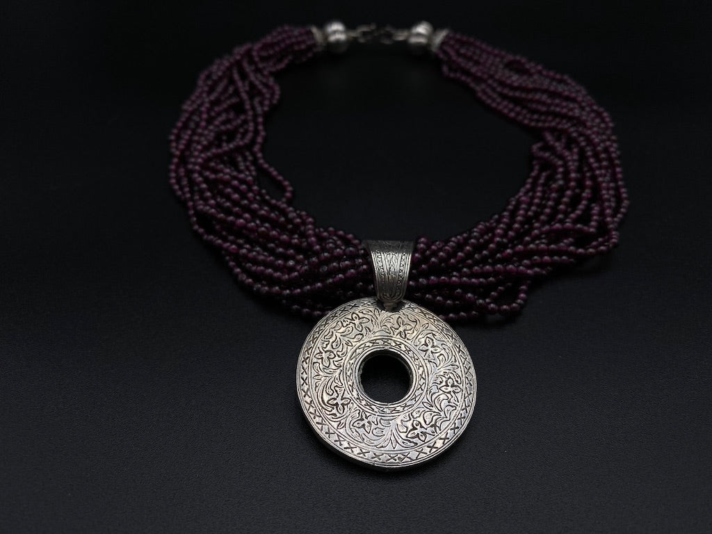 Handmade Aleppo Antique Necklaces - Purple Tourmaline Detailed Necklace
