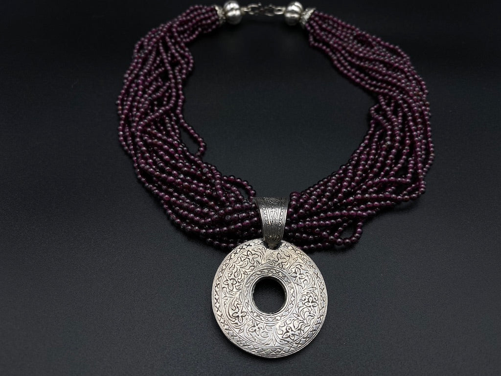 Handmade Aleppo Antique Necklaces - Purple Tourmaline Detailed Necklace