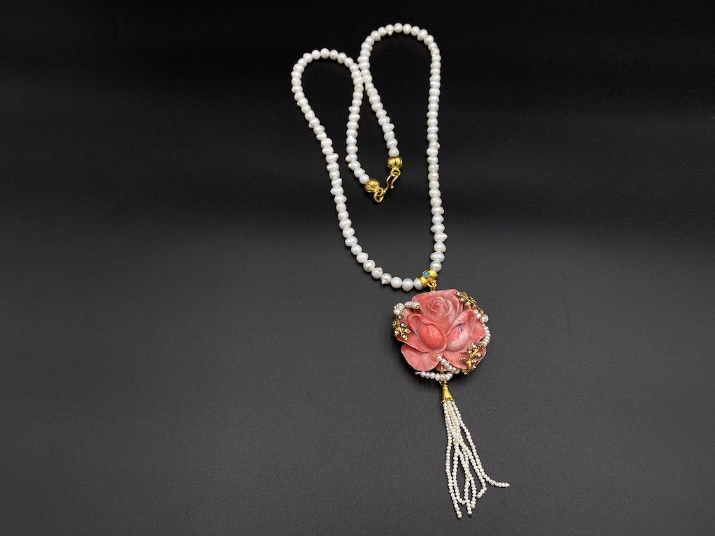 Rose Pearl Necklace Designer Pearl Rarity