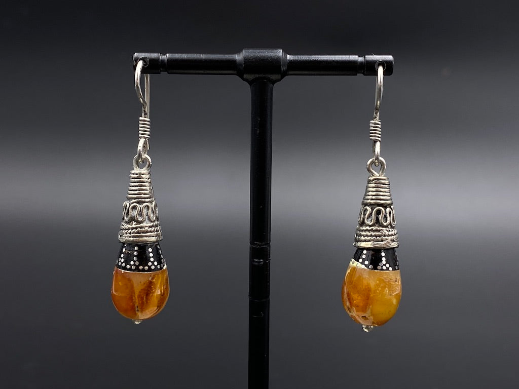 Handmade Aleppo Antique Earrings  - Heavy Earrings with Crystals - Cone Hangers