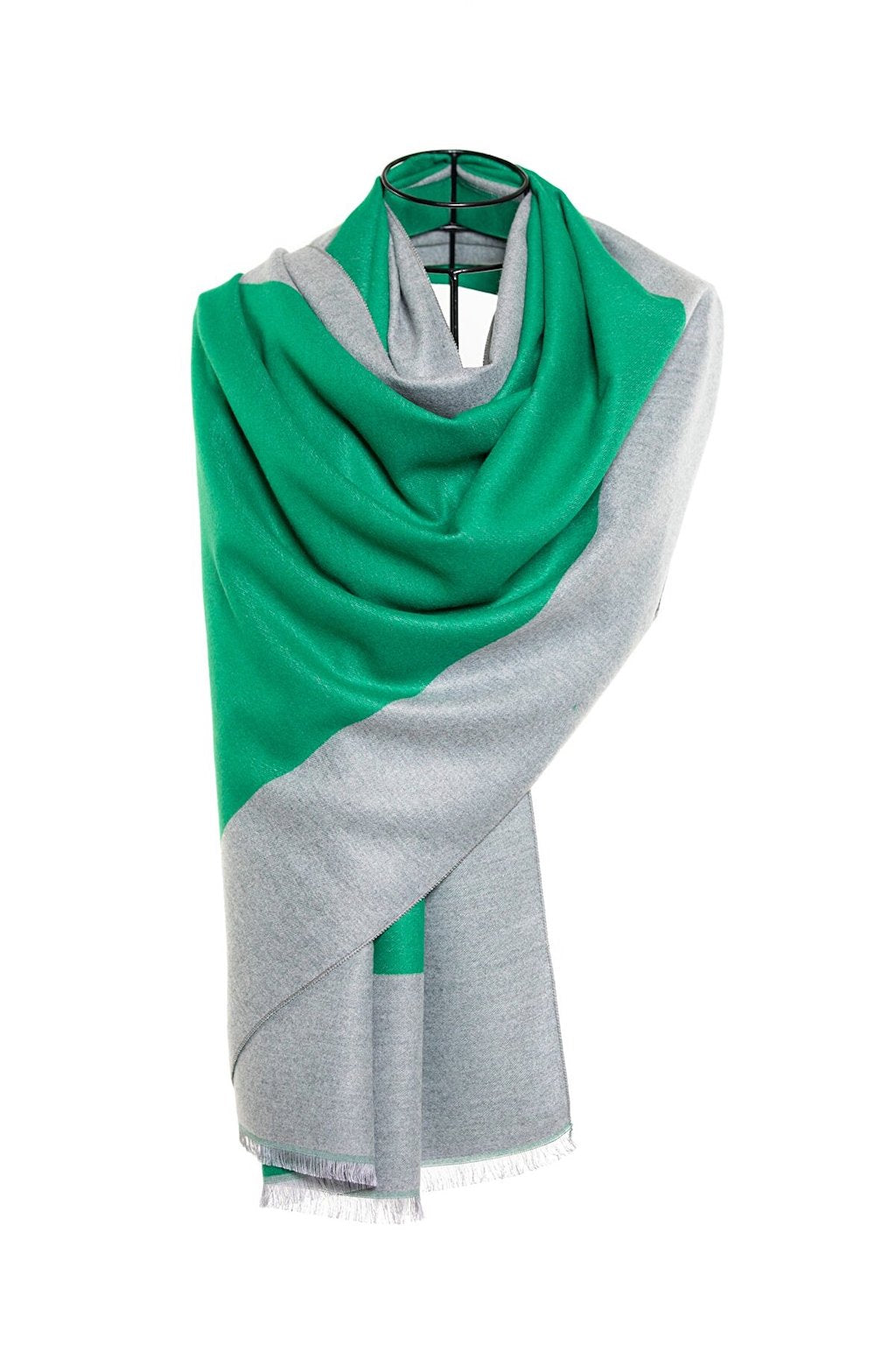 Reversible Mo-shmere Double Rectangle Shawl - Jade Gray