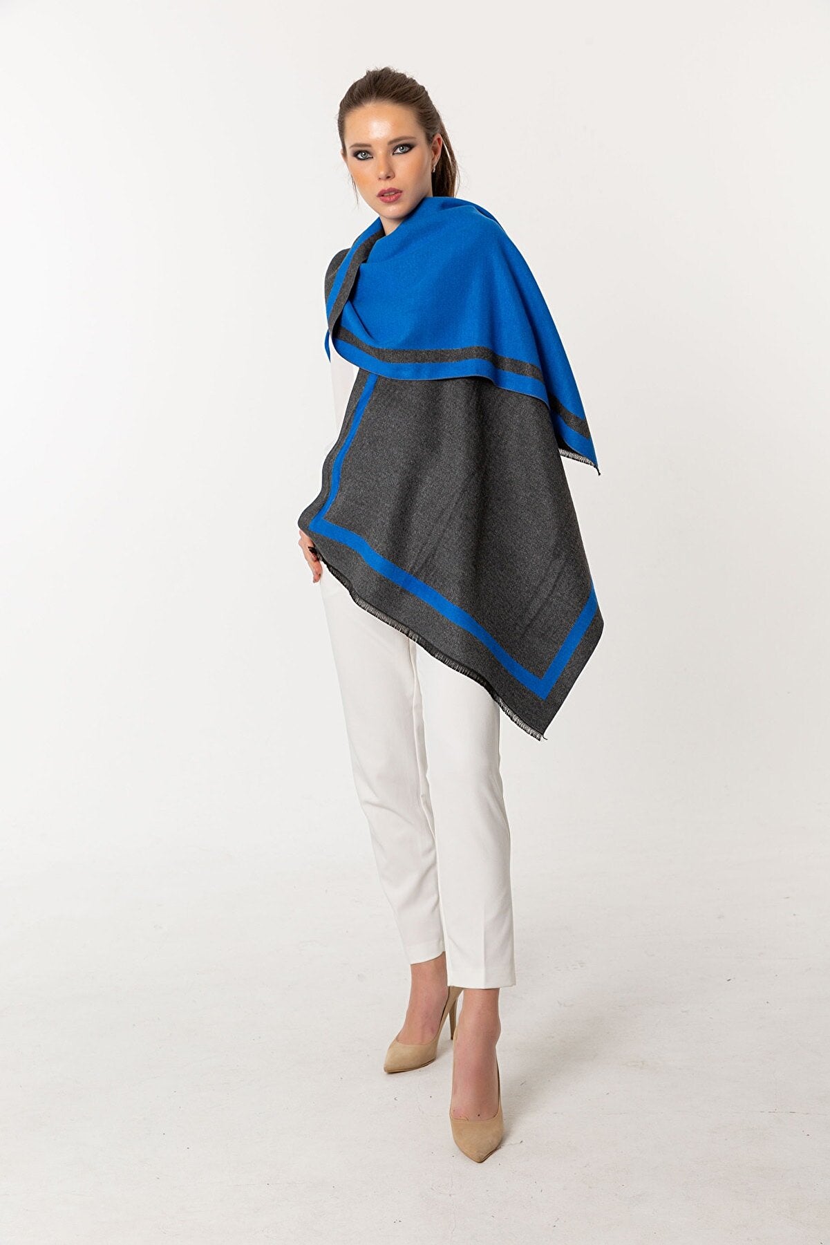 Simply Reversible Mo-shmere Rectangle Scarf - Blue