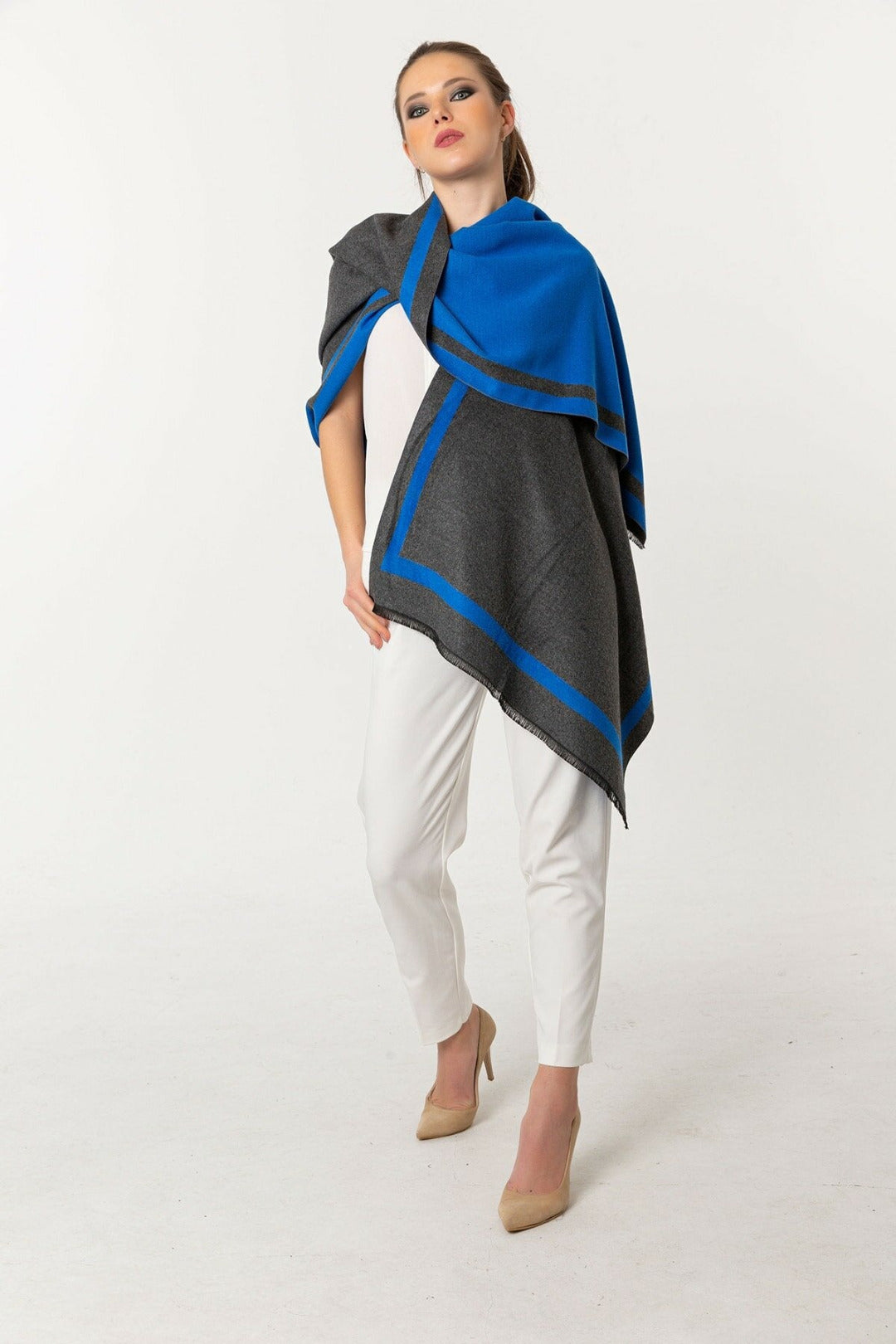 Simply Reversible Mo-shmere Rectangle Scarf - Blue