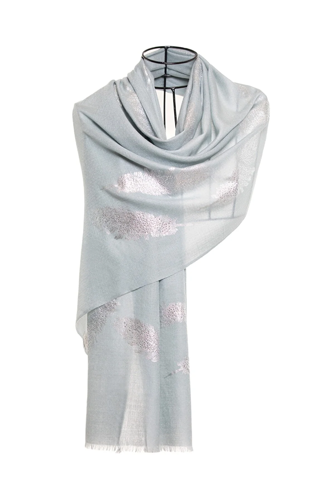 Angel Feathers Crystal Feathers Shawl Stole - Light Gray Rose
