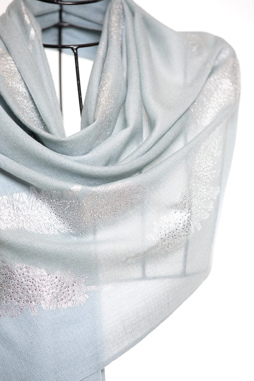 Angel Feathers Crystal Feathers Shawl Stole - Light Gray Rose