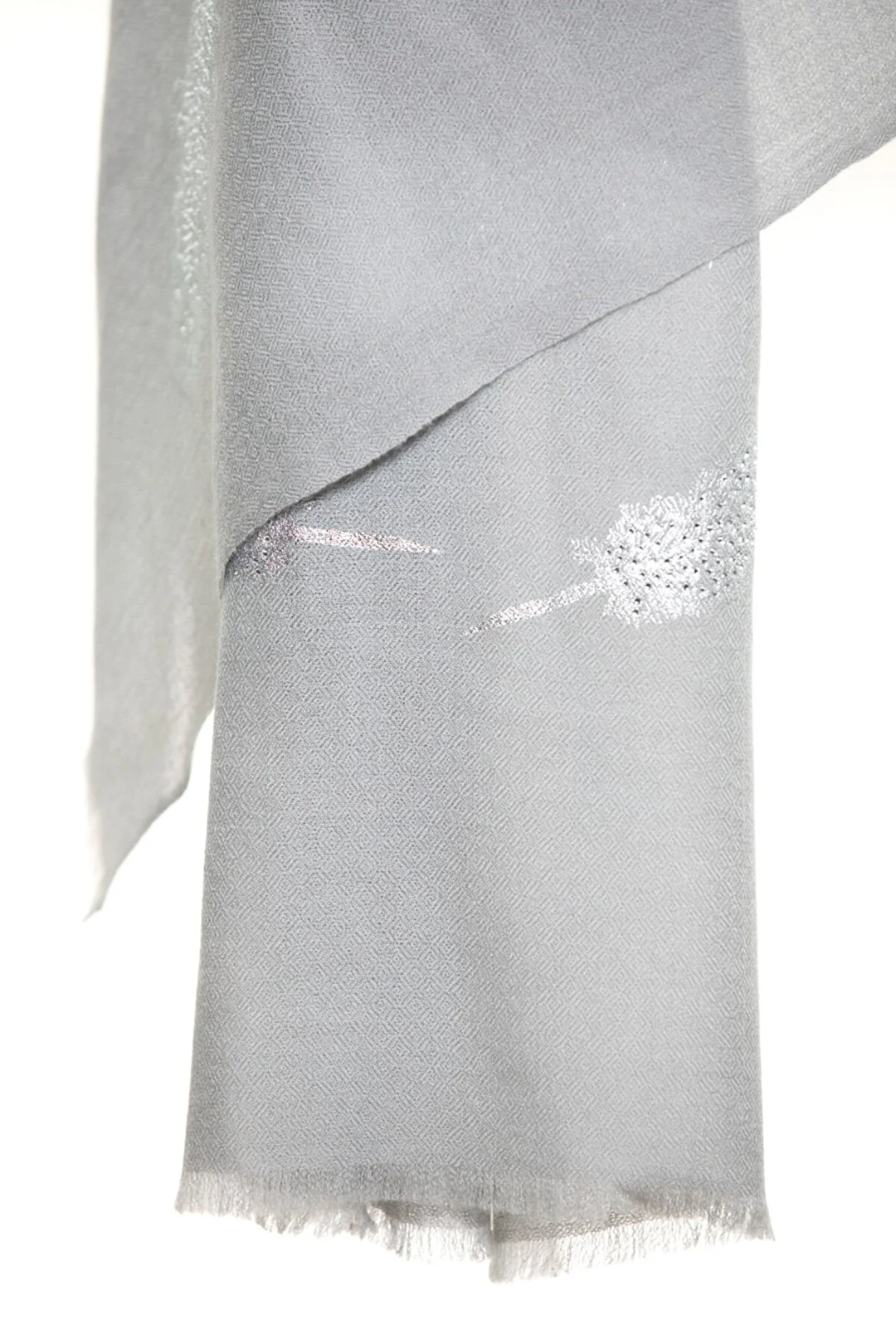 Angel Feathers Crystal Feathers Shawl Stole - Light Gray Silver