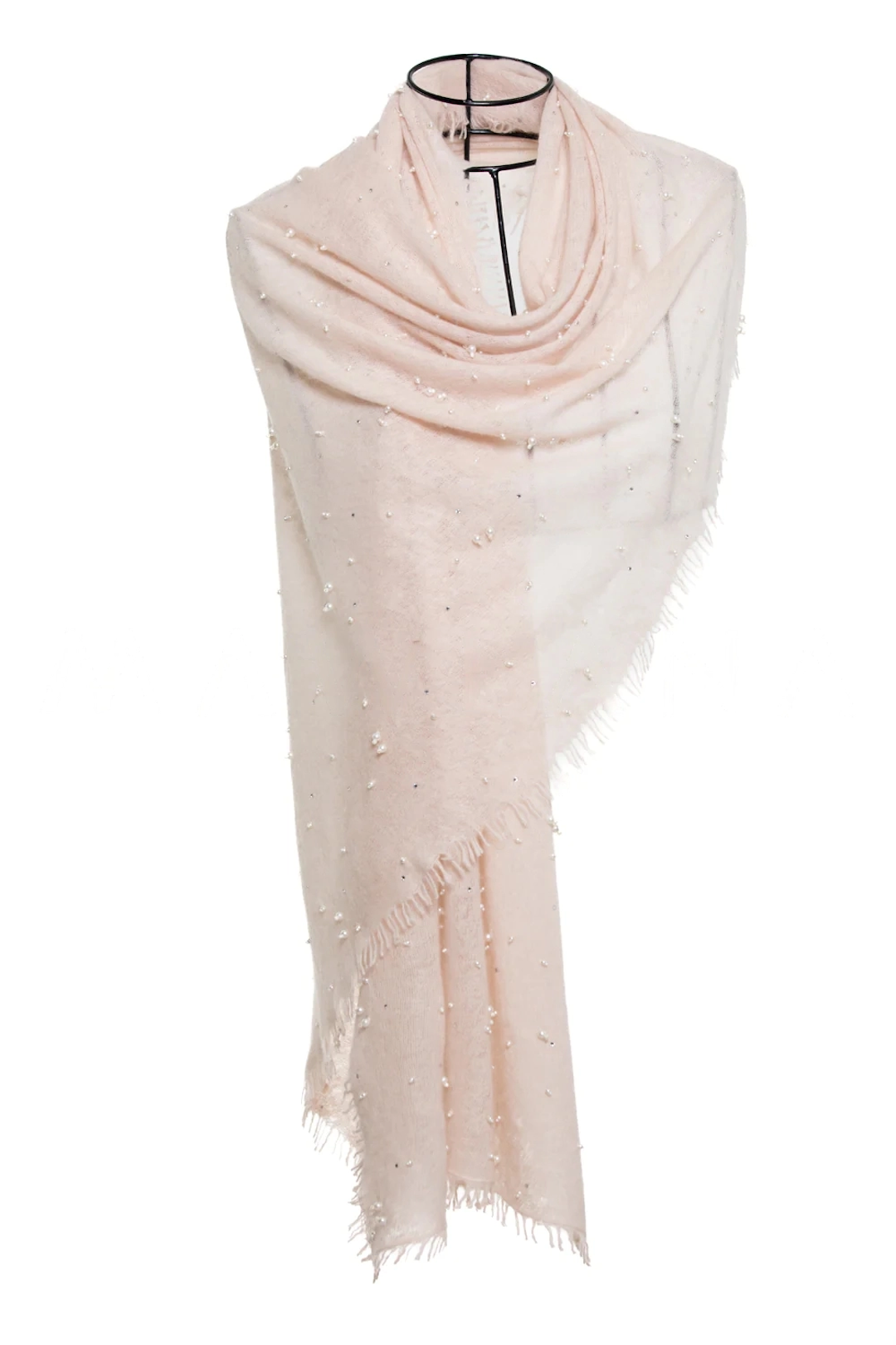 Sparge Cashmere Knit Shawl With Pearls & Swarovski - Light Toush