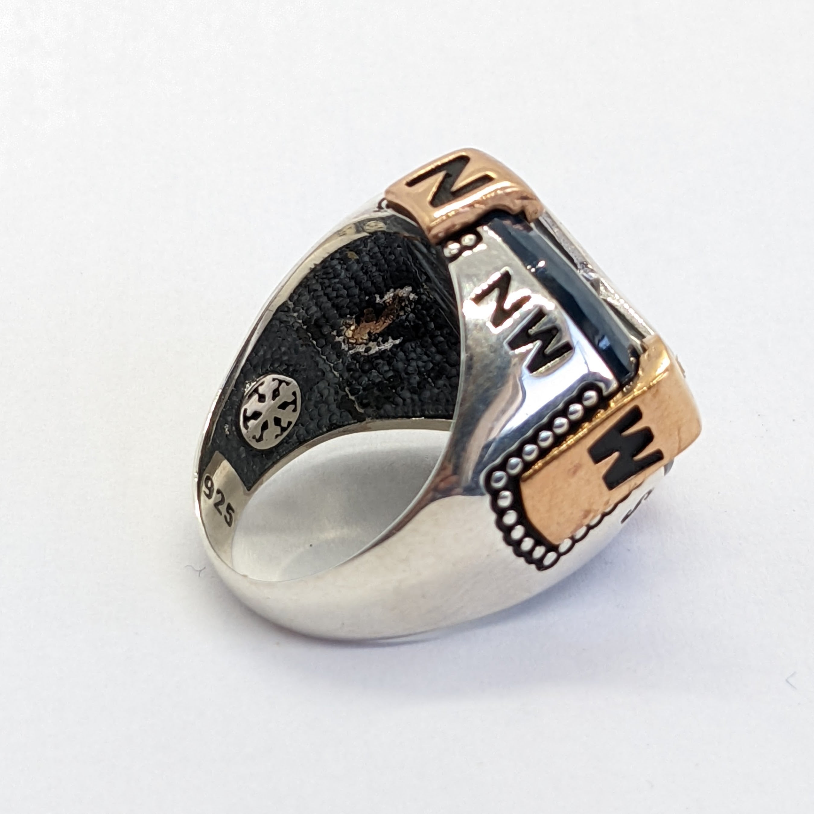 White Compass Men's Silver Ring