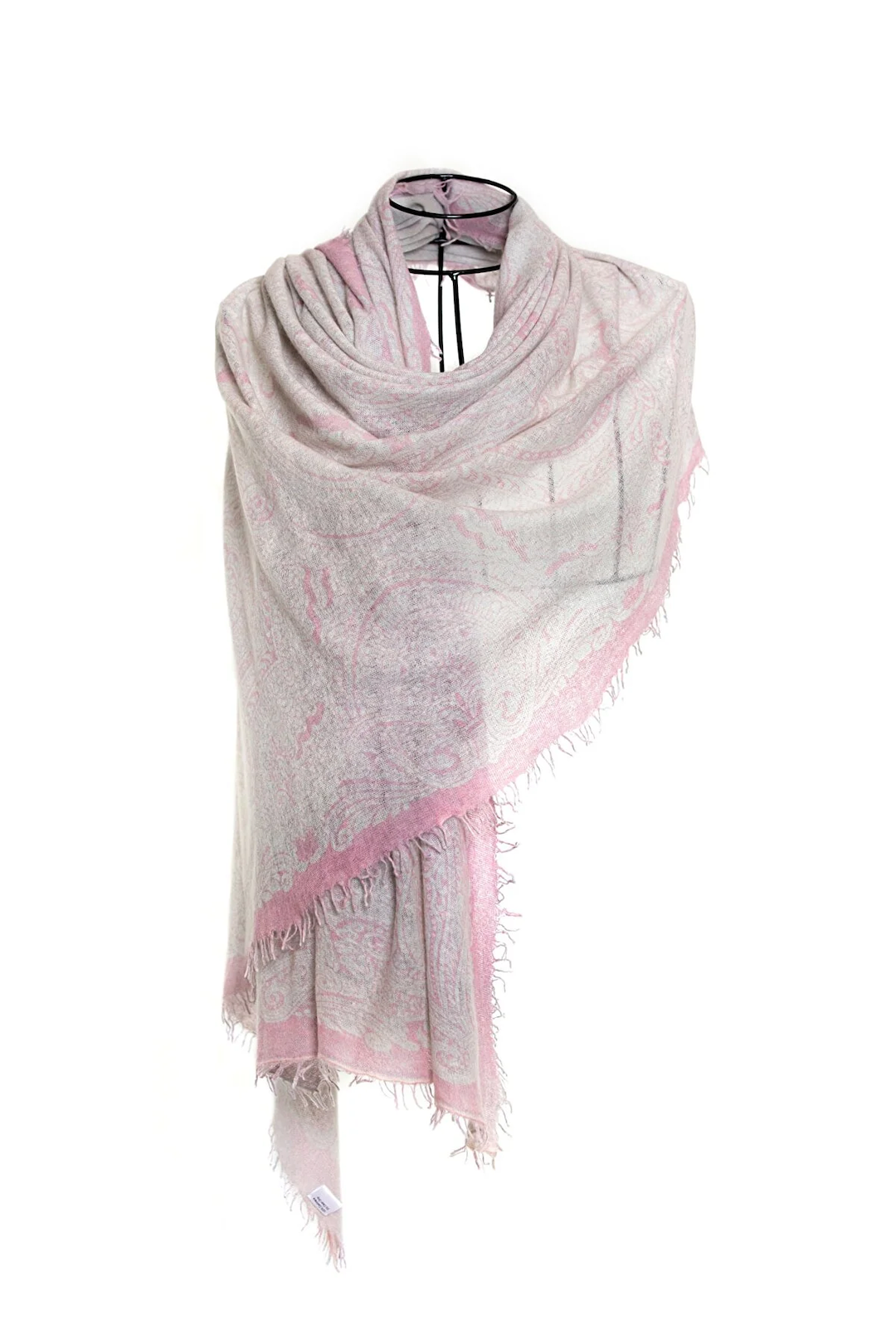 Sparge Thick Knit Baby Cashmere Printed Shawl Paisley - Pink