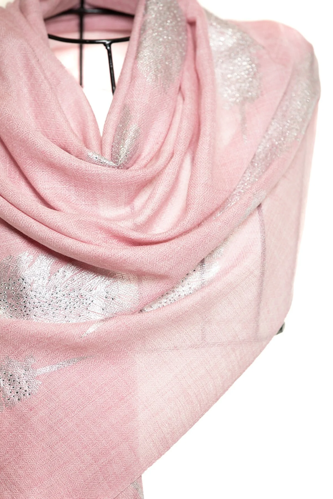 Angel Feathers Crystal Feathers Shawl Stole - Pink Silver