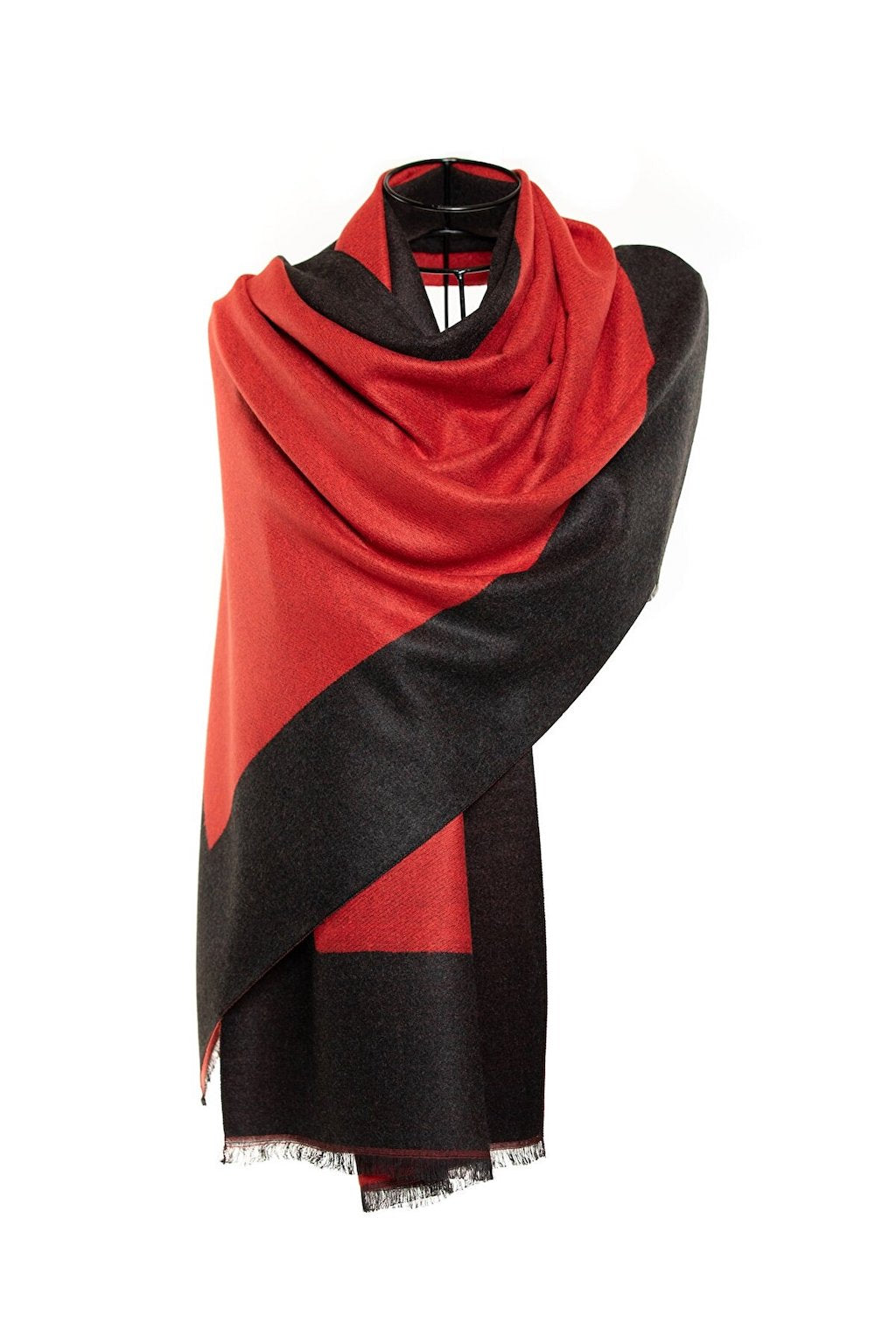 Reversible Mo-shmere Double Rectangle Shawl - Red Ash