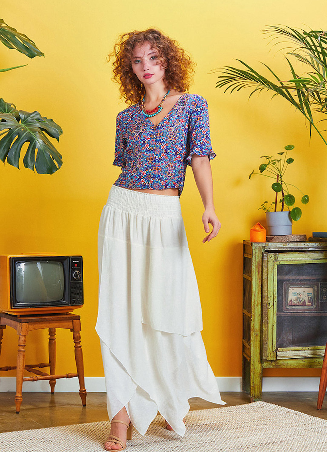 Smocked Gathered Maxi Skirt - Our Second Nature