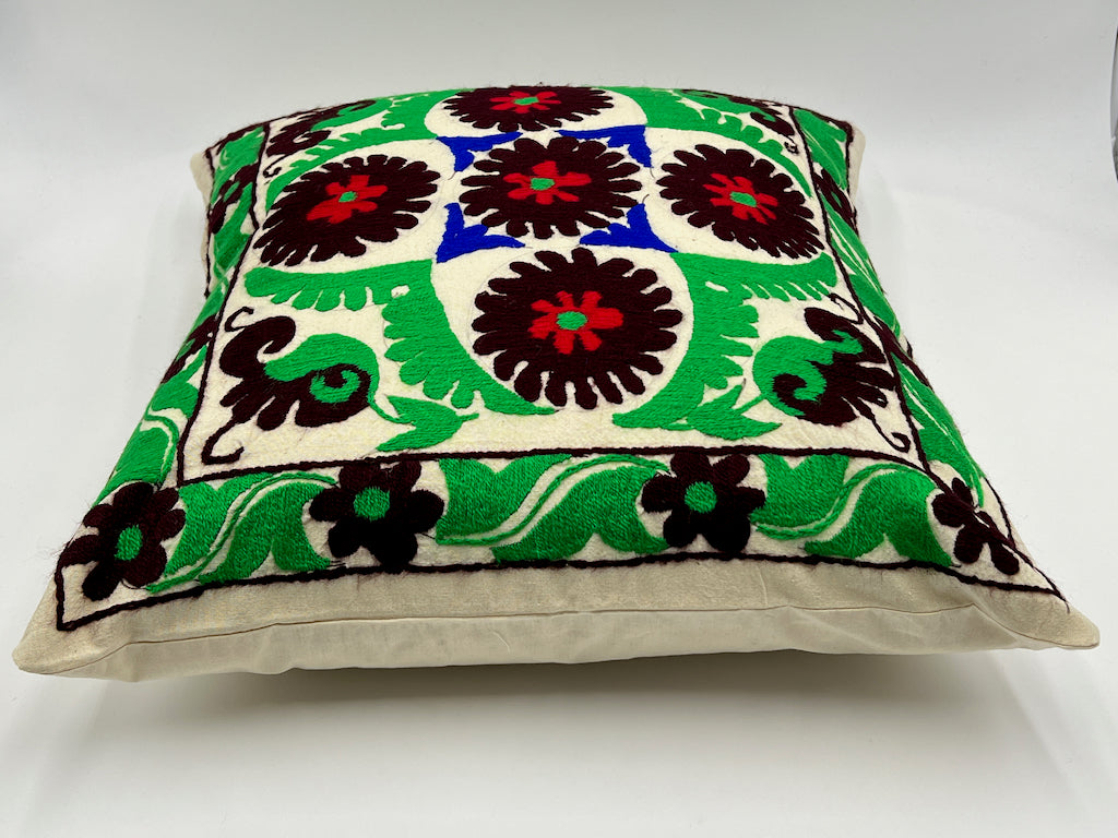 Suzani Cotton Pillow 50x50 CM 20"x20" - Vivid Green