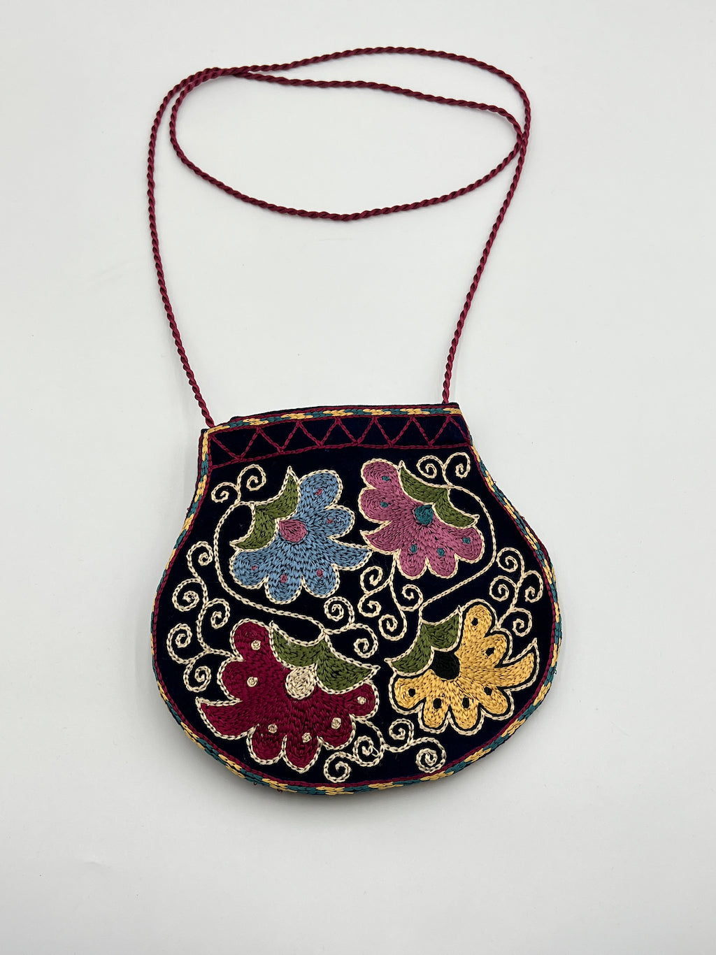 Embroidered Side Pouch Cross Bag - Suzani Design 13