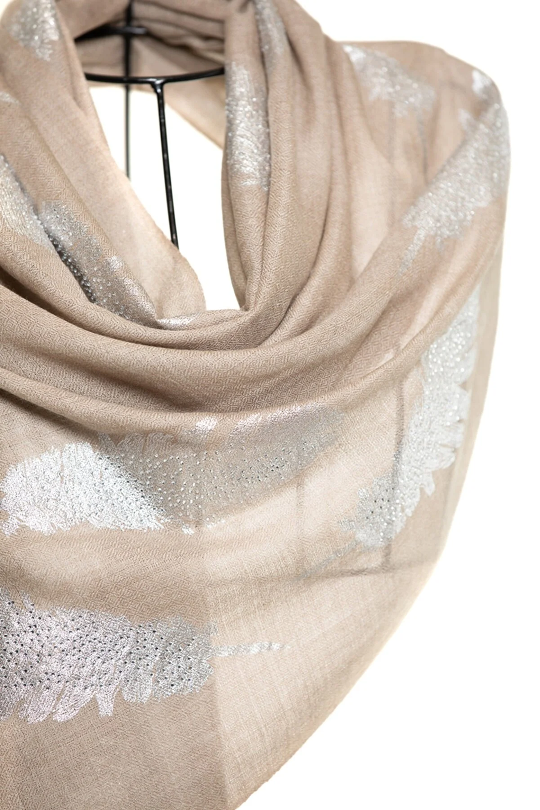 Angel Feathers Crystal Feathers Shawl Stole - Toush Silver