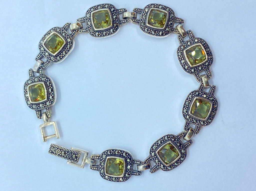 Zultanite Square Bracelet Sterling Silver With Marcasite