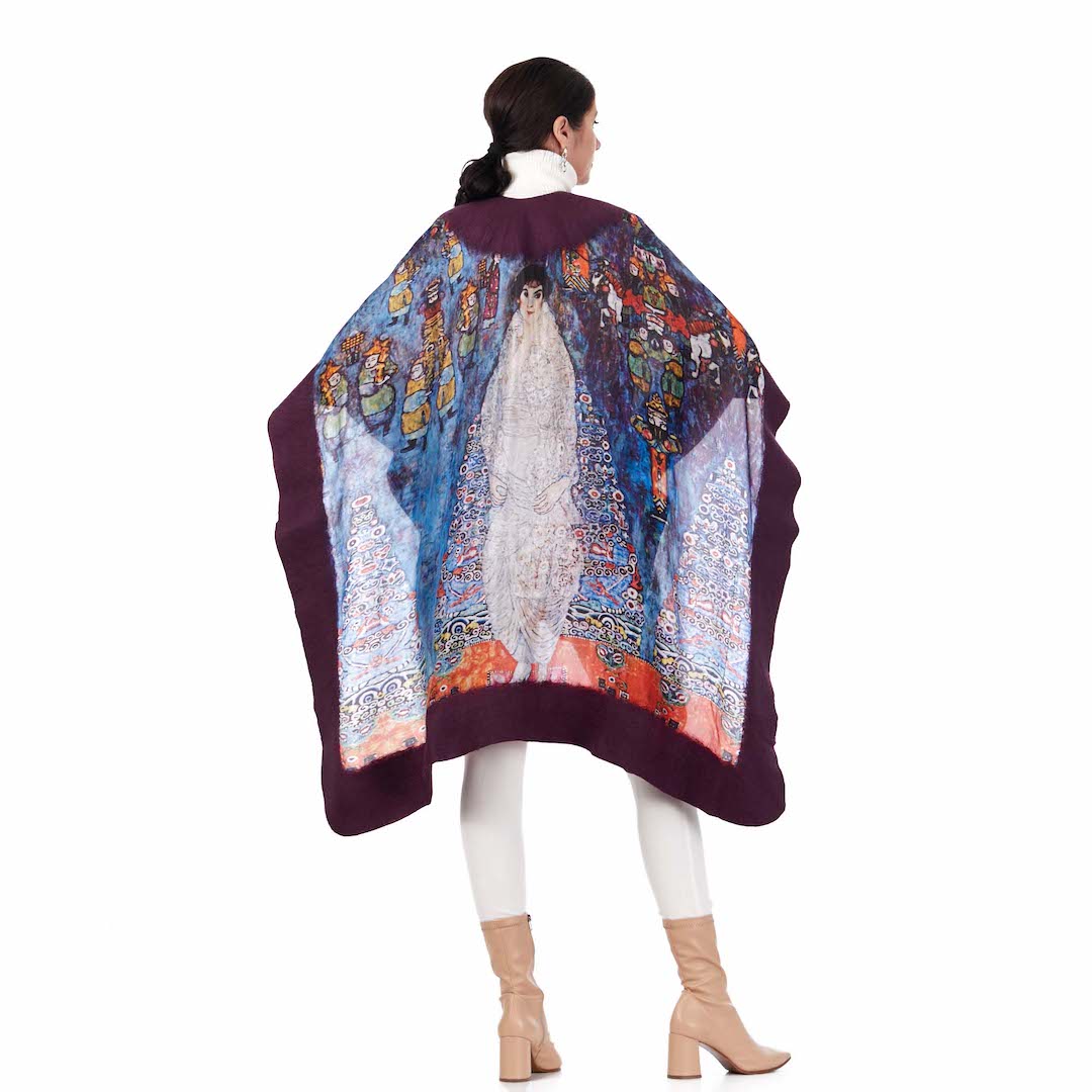 Poncho Mulberry Silk & Merino Handmade Felt -  Purple | Baroness Elizabeth Klimt