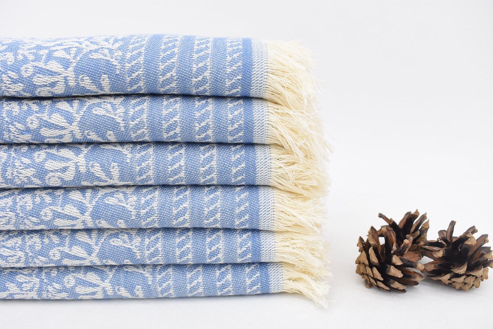 Hand Towel Organic Turkish Cotton Nautical Patterned Small Towel - 75 CM X 50 CM