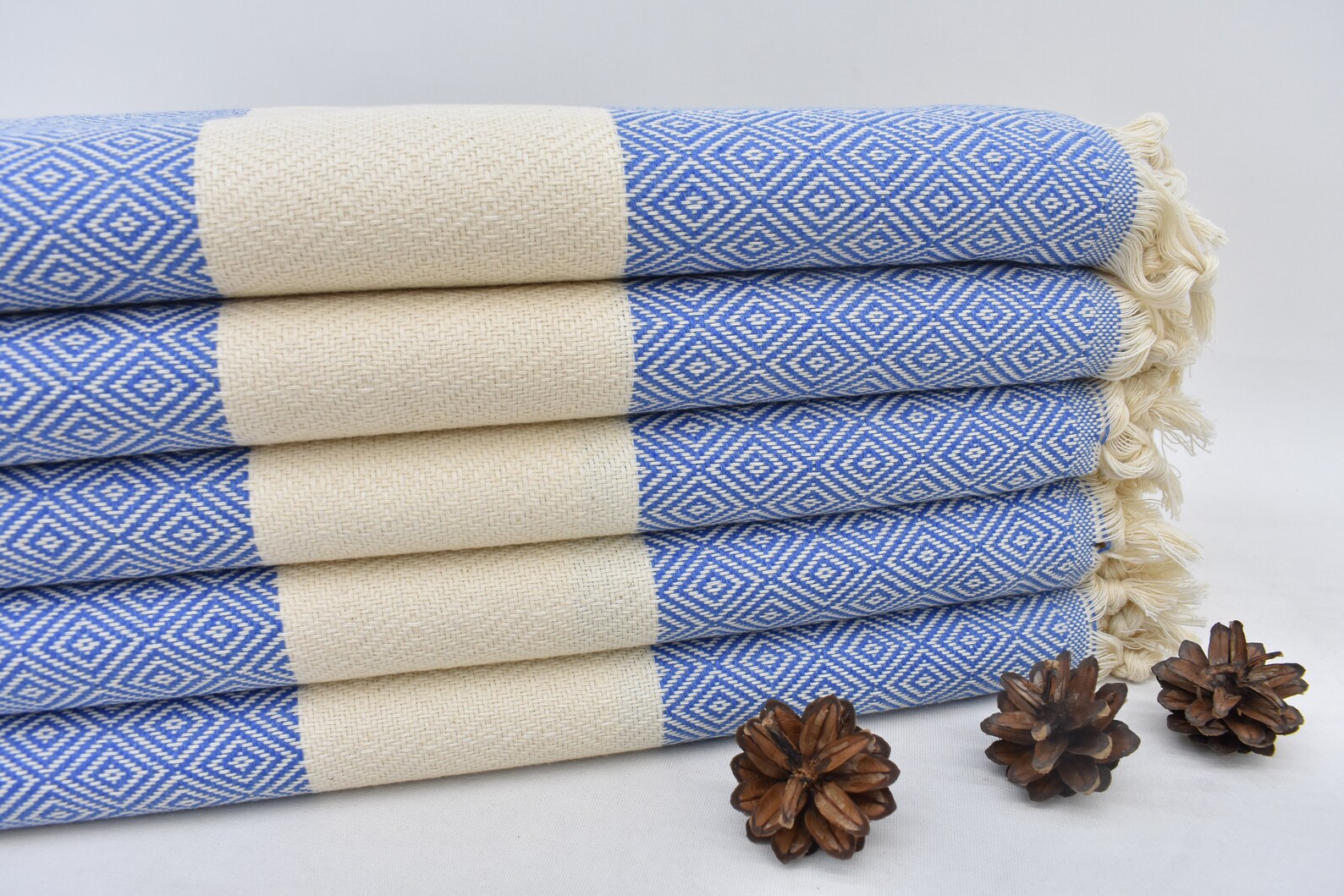 Light Blue Bath & Hand Towel Organic Turkish Cotton - 70" X 40" - 36" X 20"