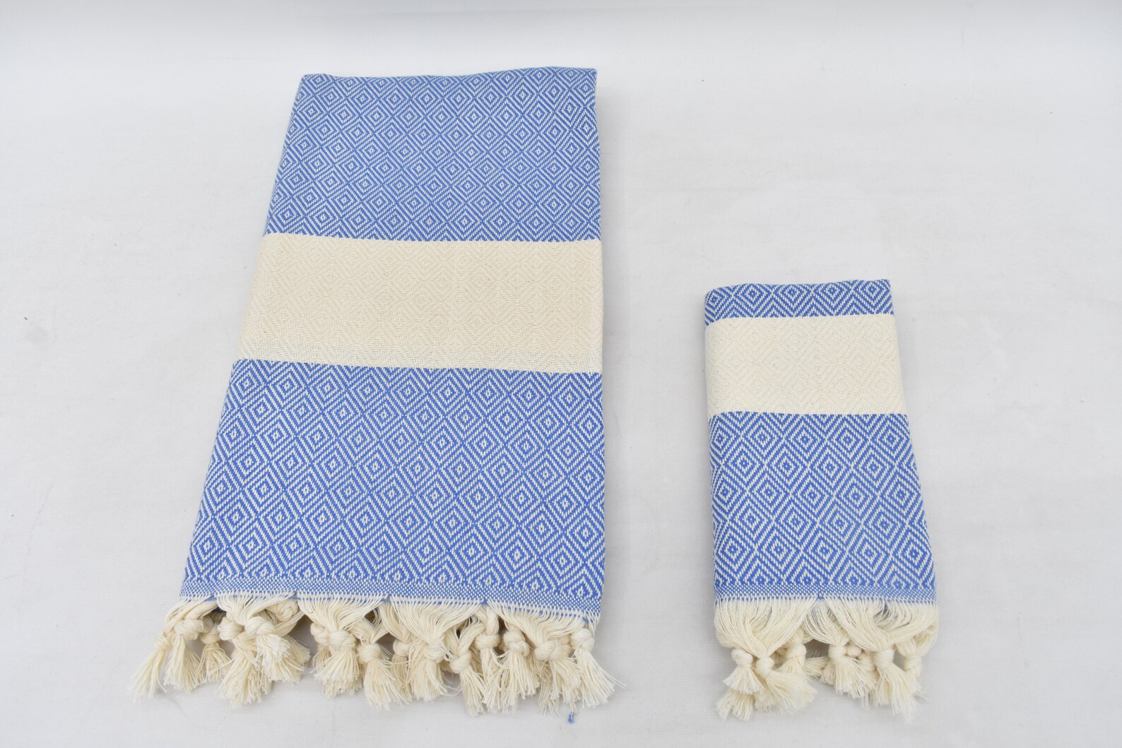 Light Blue Bath & Hand Towel Organic Turkish Cotton - 70" X 40" - 36" X 20"