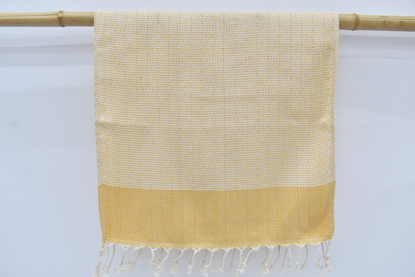 Face Towel Organic Turkish Towel Diamond Weave Mustard - 90cm x 50 CM