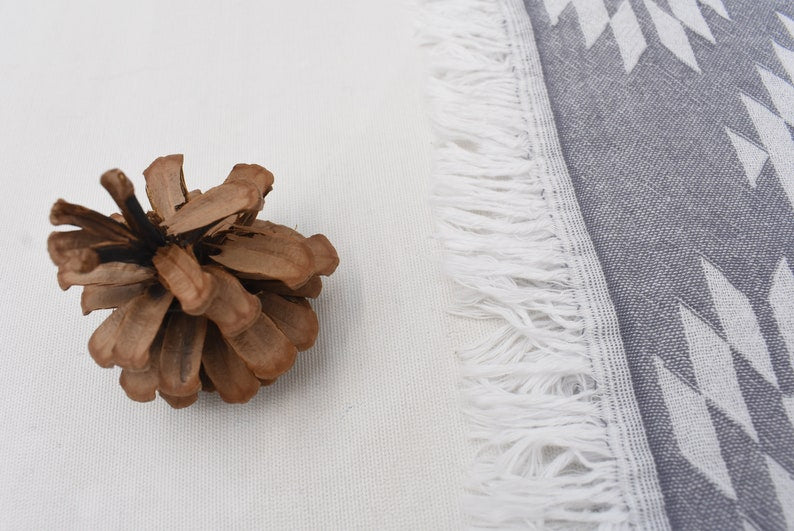 Gray Aztec Blanket Organic Turkish Cotton - 78" X 60"