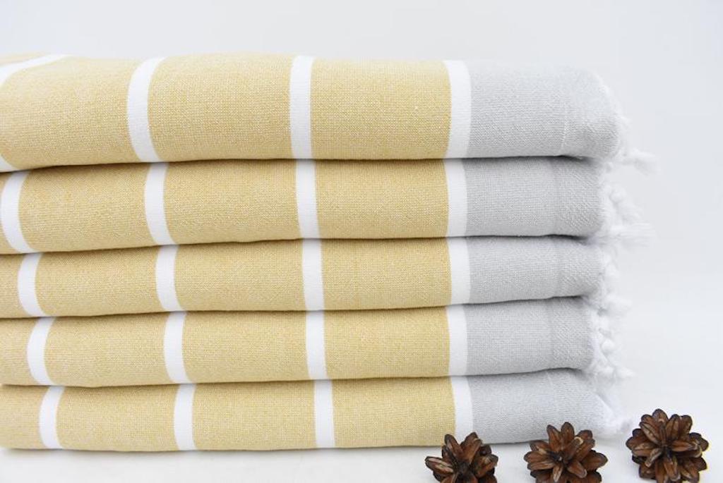 Handmade Mustard Terry Towel Organic Turkish Towel 170 CM x 100 CM