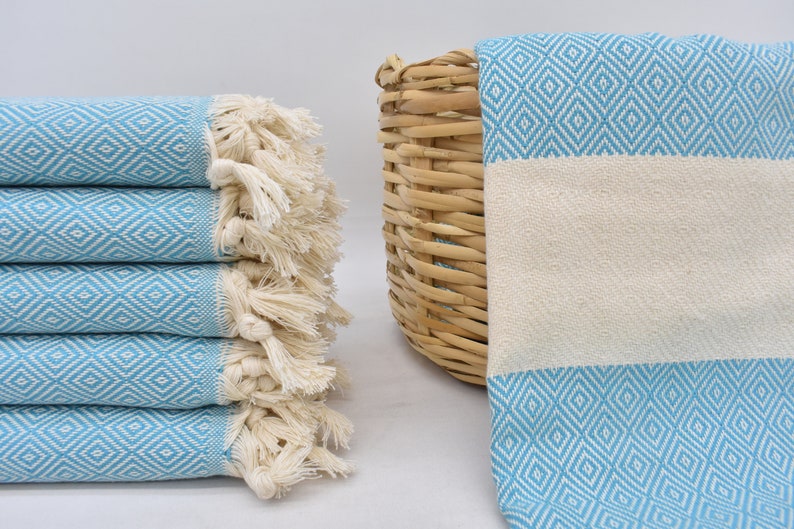 Dark Turquoise Bath & Hand Towel Organic Turkish Cotton - 70" X 40" - 36" X 20"