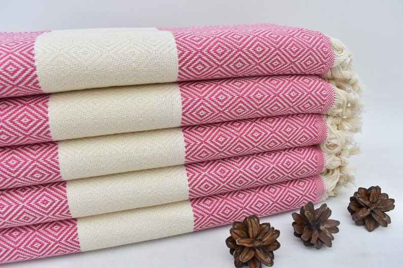 Fuschia Bath & Hand Towel Organic Turkish Cotton - 70" X 40" - 36" X 20"