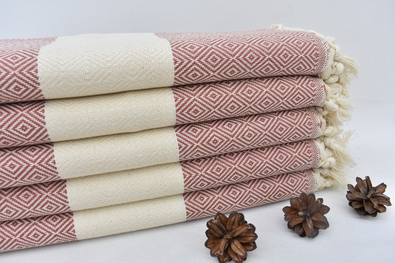 Brick Bath & Hand Diamonds Towel Organic Turkish Cotton - 70" X 40" - 36" X 20"