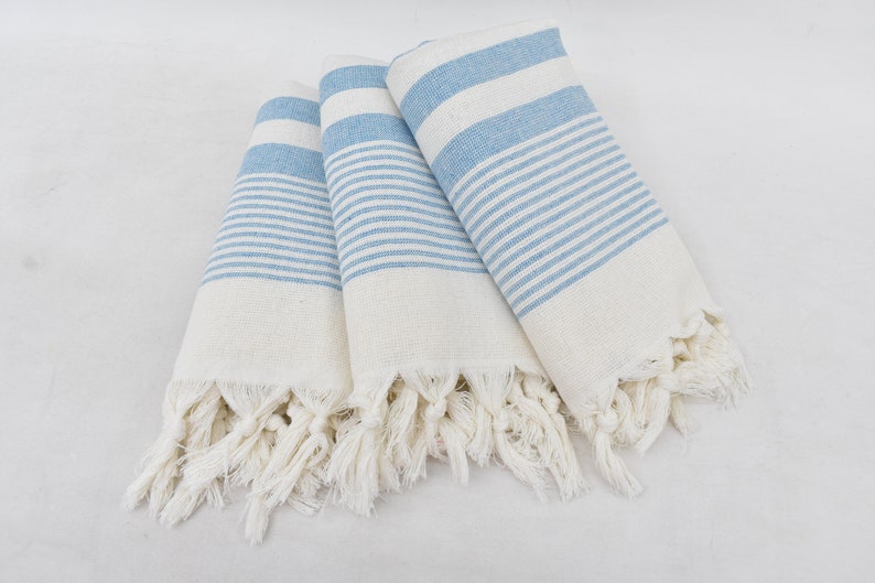 Light Blue Face Towel Organic Peshkir Turkish Towel - 90 CM X 45 CM