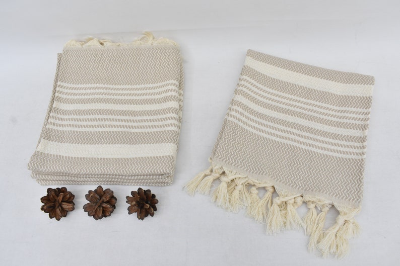 Nautral Beige Hand Towel Organic Turkish Cotton - 40" X 18"