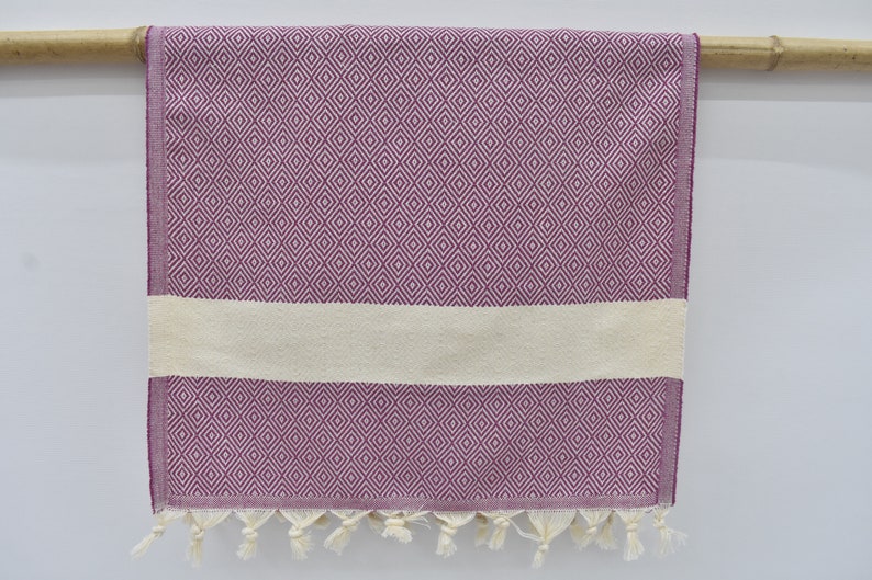 Purple Diamonds Bath Towel Organic Turkish Cotton - 70" X 40"- 36" X 20"