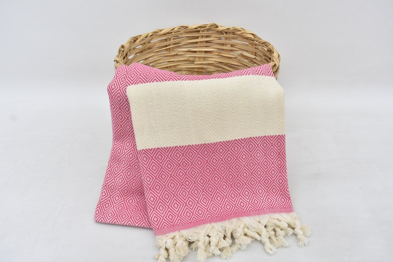 Fuschia Bath & Hand Towel Organic Turkish Cotton - 70" X 40" - 36" X 20"