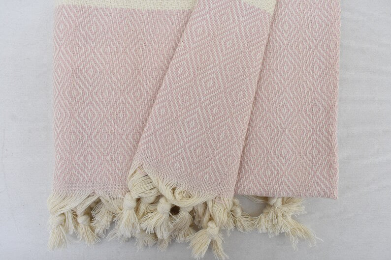 Light Pink Bath & Hand Towel Organic Turkish Cotton - 70" X 40" - 36" X 20"