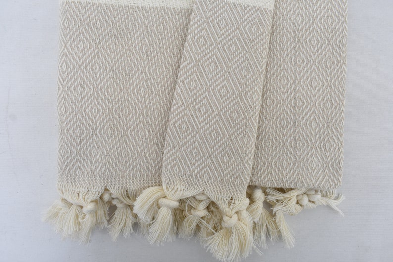 Beige Diamonds Bath Towel Organic Turkish Cotton - 70" X 40" 36" X 20"