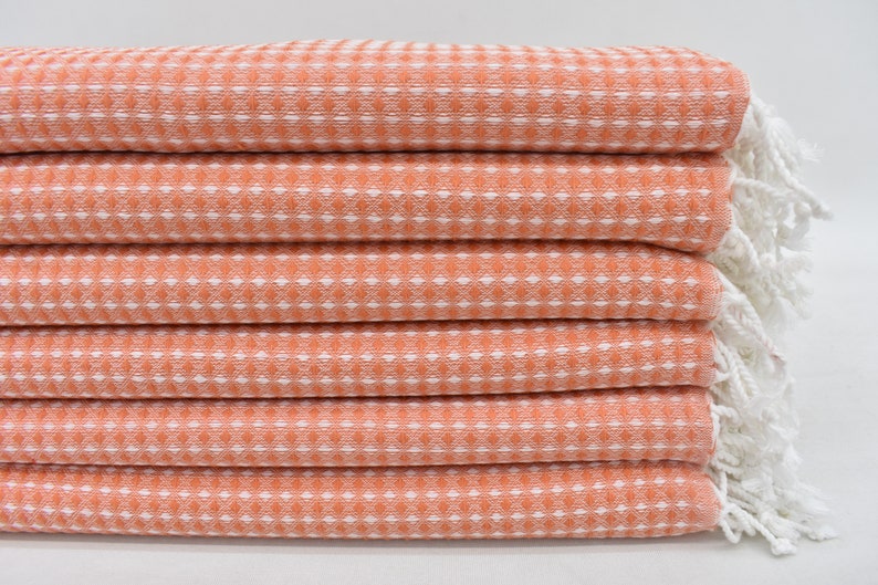 Salmon Waffle Bath Towel Organic Turkish Cotton - 66" X 40"