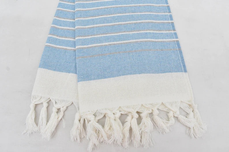 Blue Face Towel Organic Peshkir Turkish Towel - 90 CM X 45 CM