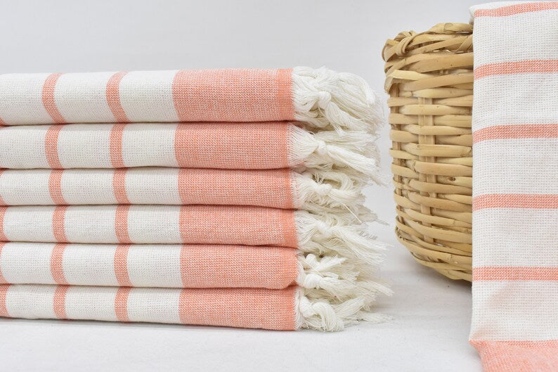 Salmon Hand Towel Organic Turkish Cotton - 36" X 18"