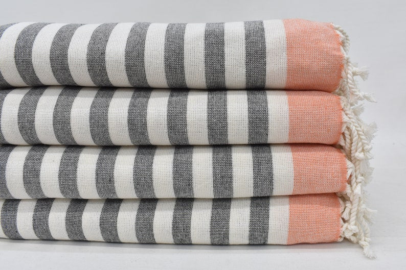 Gray Salmon Terry Bath Towel Organic Turkish Cotton - 63" X 40"