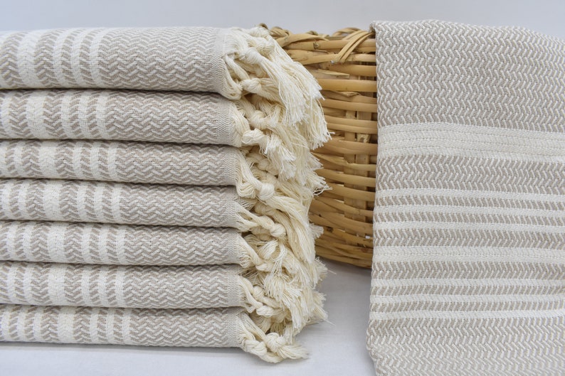Nautral Beige Hand Towel Organic Turkish Cotton - 40" X 18"